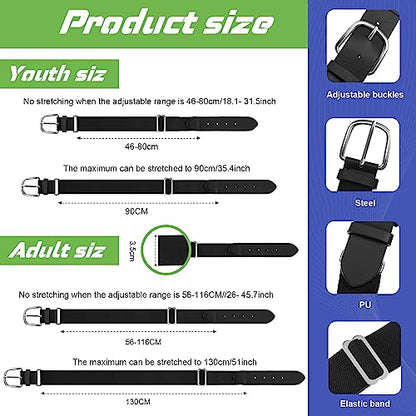 Hercicy 12 Pcs Baseball Belts Softball Belts Bulk for Adult and Youth Adjustable - color: Black, size: Youth Size