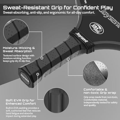 Pickleball Paddles Set, USAPA Approved Carbon Fiber Pickleball Set of 2 with Beginner Pickleball Rackets, Indoor Outdoor Pickle Balls for Adults Men Women, JT-1 - color: Black