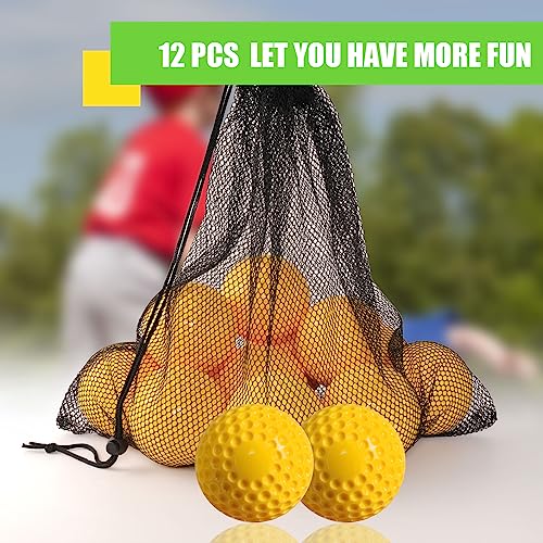 Dimpled Softballs 11 Inch Pitching Machine Softballs for Hitting and Fielding Practice12PACK （one Dozen） - color: yellow