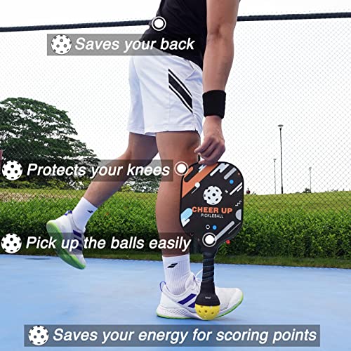 Pickleball Ball Retriever 2 Pack, Picks Up Easily Without Bending Down, Protects Your Back, Fits Any Standard Paddles, Elastic and Durable, Best Gift - style: 2 Pack Black