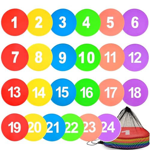 Teruntrue Poly Spots Agility Markers,Non Slip Rubber Circles Spot Markers, Waterproof Flat Filed Cones Poly Dots for Agility Drills, Basketball, Football Training, Sport Activities and Exercise