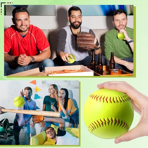 Lunmon 4 Pack 14 Inch Softballs Oversized Softball Training Equipment for Pitchers Soft Balls Pitching and Throwing Spin Trainer Raised Stitched Seams for Games and Practice