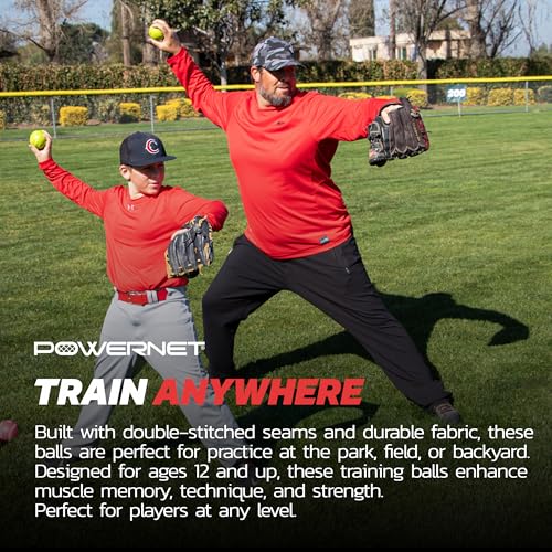 PowerNet Weighted Baseballs, Outdoor Baseball Training Equipment for Improving Throwing Velocity and Strength, 3-12 oz Weighted Training Balls & Throwing Guide