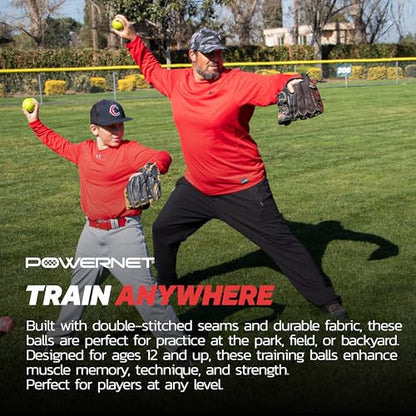 PowerNet Weighted Baseballs, Outdoor Baseball Training Equipment for Improving Throwing Velocity and Strength, 3-12 oz Weighted Training Balls & Throwing Guide