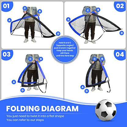 YSSOA 2 Set 4'x3' Portable Soccer Goals for Backyard Pop Up Folding Soccer Net with Carry Bag, Perfect for Youth, Adult, Games or Practice