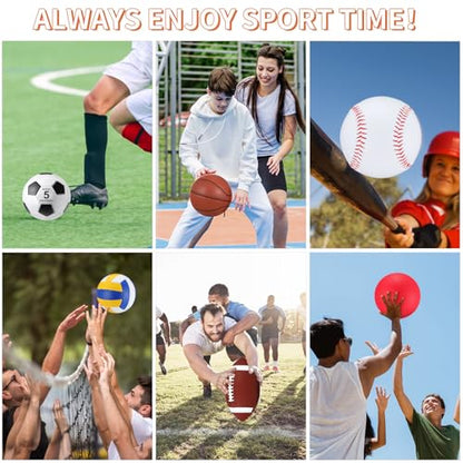 Libima 6 Pcs Multi Sport Ball Set Official Size Football Basketball Soccer Volleyball Playground Ball Baseball with Outdoor Sports Equipment Bag Pump Back to School Sports Gift