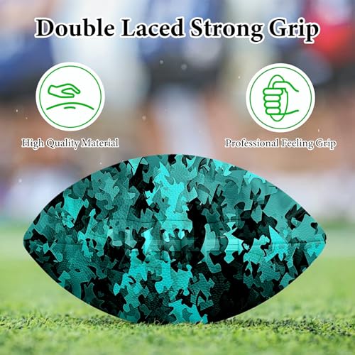 American Football, Official Size 11.9 x 7.3 Inch, Premium Composite Leather High-Grip Ball with Pro-Style Lacing, Unique Prints for Training, Games & Gifts - color: Puzzle Piece