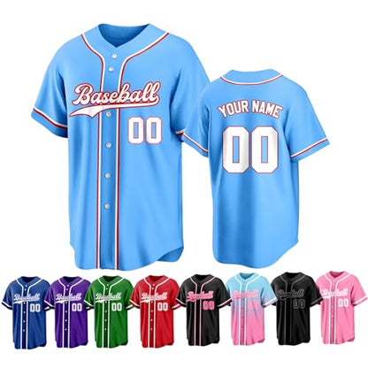 Custom Baseball Jersey Personalized Stitched Family Team Name Number Shirts Uniforms for Women Men Youth Kids - color: Blue-02
