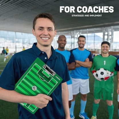 Dry Erase Coaches Clipboard, Waterproof Soccer Whiteboard for Coaches Double-Sided Soccer Clipboard for Coaches Writable and Erasable Coaching Board Dry Erase Coaching Board Dry Erase Clipboard Gift - style: Soccer