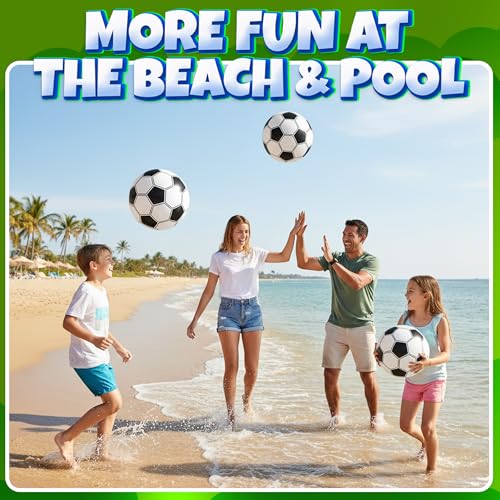 Inflatable Soccer Beach Balls (6 Pack) - 16-Inch Durable PVC Blow Up Beach Balls for Kids, Easy to Inflate, Summer Pool Float, Soccer Party Favors, Sports Theme Decorations, Giveaways & Outdoor Toys - style: 6-Pcs Soccer Beach Balls