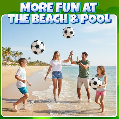 Inflatable Soccer Beach Balls (6 Pack) - 16-Inch Durable PVC Blow Up Beach Balls for Kids, Easy to Inflate, Summer Pool Float, Soccer Party Favors, Sports Theme Decorations, Giveaways & Outdoor Toys - style: 6-Pcs Soccer Beach Balls