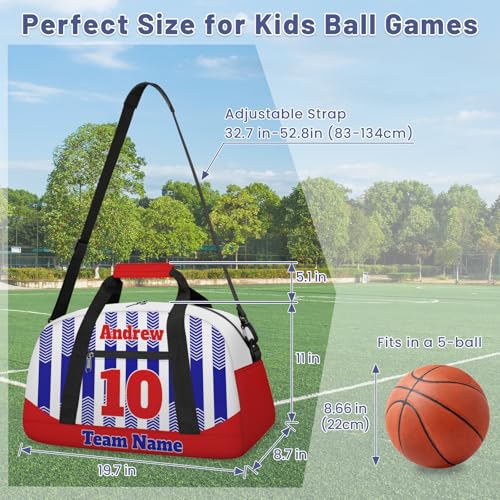Basketball Soccer Gifts for Boys Girls - Custom Sports Duffle Bag, Personalized Name & Team Bag, Water-Resistant Gym Bag for Basketball, Soccer, Volleyball | Y-Navy Red - color: Y-Navy Red
