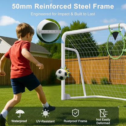 MOPHOTO Soccer Goal, 6X4/8x6/10x6.5/12x6/16x7/18.5x6.5/21x7/24x8ft Soccer Goals for Backyard, Full Size Soccer Goal for Teens & Adults Training - size: 6x4FT, style: Alloy Steel-Foldable