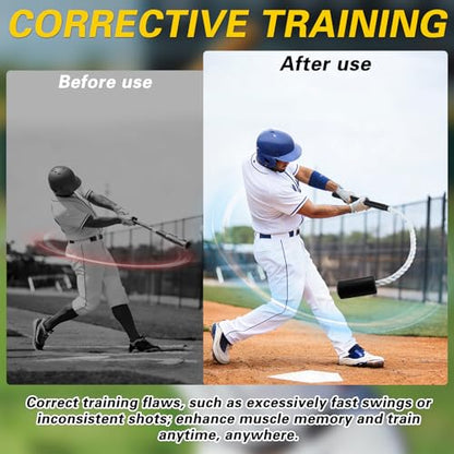 Baseball & Softball Swing Trainer Set – Rope Swing Training Bat with 12 Soft Foam Balls for Real-Feel Swing & Hitting Practice, Batting Training Aid for Youth Beginners