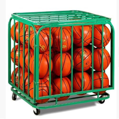 Ball Storage Cart Rolling Basketball Rack with Wheels & Lid Rolling Storage Bin for Gyms Schools Clubs Indoor and Outdoor