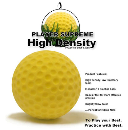 Player Supreme Yellow Foam Practice Golf Balls Available in 12 or 24 Count (Each Sold Separately)