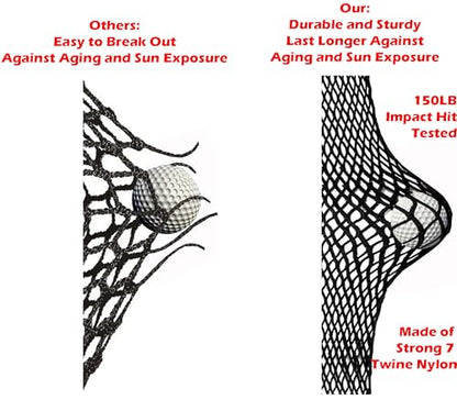 10ft, 15ft, 25ft Sports Practice Netting Sturdy Net Hitting Throwing Pitching Net 150LB Impact Hit Tested Nylon Mesh Netting for Golf, Baseball, Softball, Hockey, Soccer, LAX - size: 10ft x 10ft