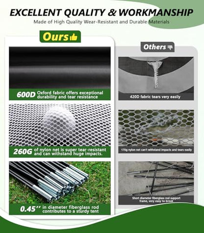 Golf Net: 10x7ft Golf Hitting Practice Net for Indoor & Outdoor Use with Heavy-Duty Base Dual-Turf Mat, Chipping Swing Training Mult-Target Nets for Backyard Driving, Gifts for Men Dad Husband Golfers