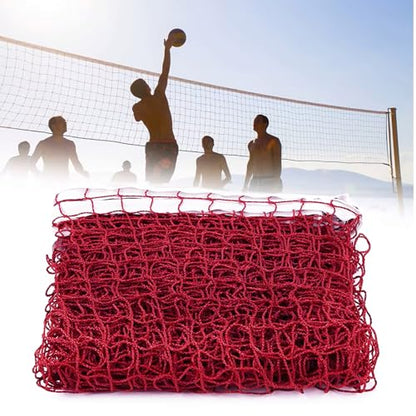 Outdoor Replacement Badminton Net, Indoor Standard Regulation Badminton Court Netting Only, for Backyard Beach Garden, 20 FT x 2.5 FT, Red Polypropylene with White Borders