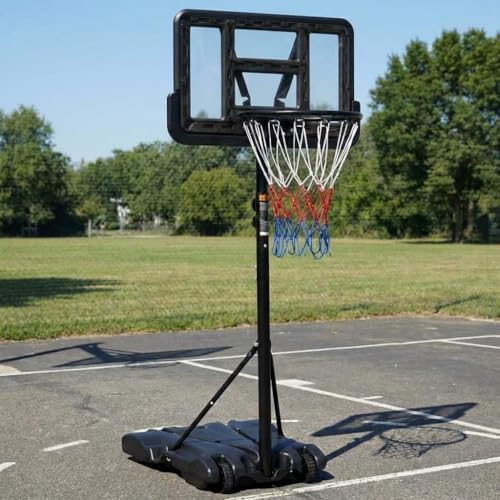 Kids Basketball Hoop, 5-7 ft Adjustable Height Portable Hoop with Wheels & Fillable Base - 28 Inch Shatterproof PC Backboard for Driveway, Backyard, Indoor & Outdoor Play