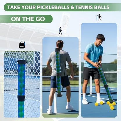 Tennis Ball & Pickleball Picker Holds 14 Balls, Ball Pickup Tube with Shoulder Strap, Lightweight Easy Pickup Portable Ball Holder, Pickleball & Tennis Ball Hopper - color: Orange