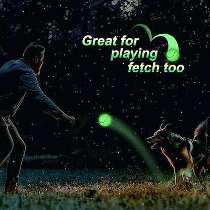 EliteTrace Glow in The Dark Tennis Balls, 3 Pack Training Tennis Balls Practice Balls, Pet Dog Playing Balls, With Rapid Glow Activator and Mesh Bag, Good for Pet Traning and Beginner Training Ball