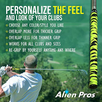 Alien Pros Golf Grip Wrapping Tapes - Innovative Golf Club Grip Solution - Enjoy a Fresh New Grip Feel in Less Than 1 Minute - style: 16-Pack Neon Tiger