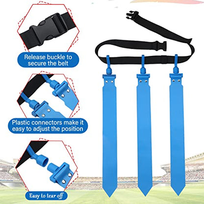 Junkin 6/8/10 Players Flag Football Sets Adjustable Football Belts and Flags for Youths Teens Kids Adults Players Sports Team - color: Blue