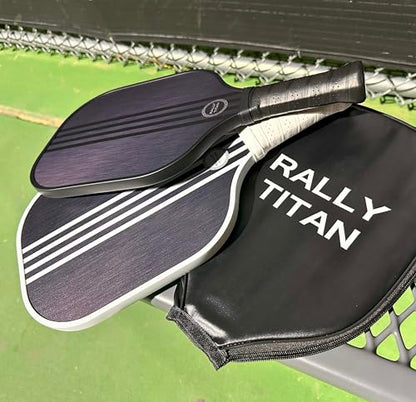 Pickleball Paddle | T300 Textured Carbon Fiber Surface | Polypropylene Honeycomb Composite Core | Cushion Grip | Single Paddle with Cover from Rally Titan for Men & Women