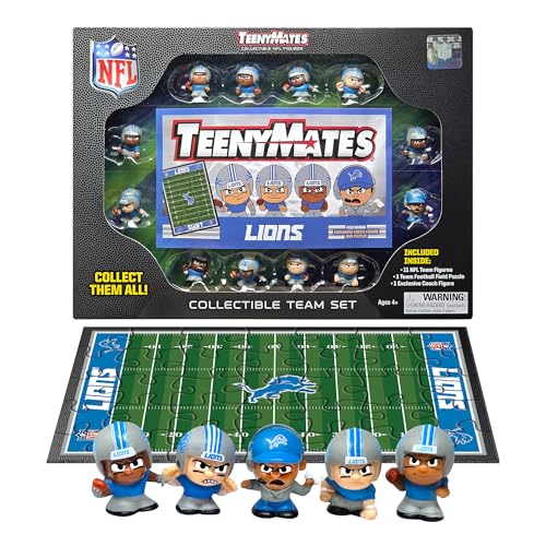 Party Animal TeenyMates NFL Action Figures Gift Set, with 11 Player Figures, Coach & Collectible Field Puzzle, NFL Football Toys for Kids & Fans