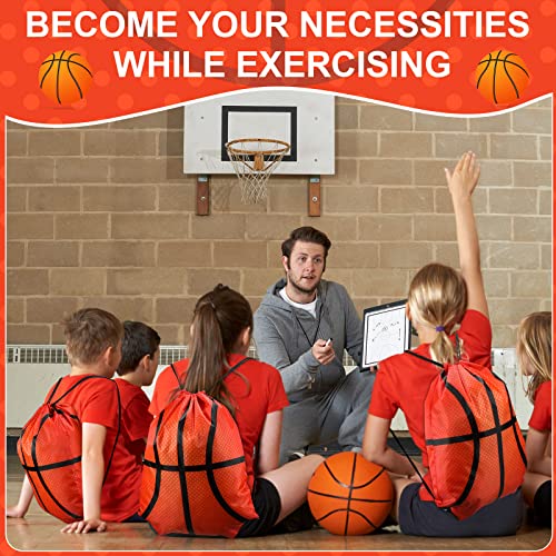 Saintrygo 24 Pieces Soccer Basketball Party Favor Drawstring Gift Bags Sport Cheerleader Bags Football Sport Party Supplies(Basketball Style)