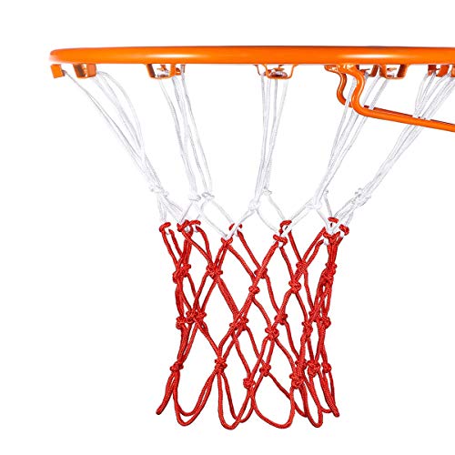 Basketball net 12 Loops Replacement Thicker Ropes Weaved All Weather Bright Coloured Endurable Environment Friendly Polypropylene - color: 1 PCS Red White