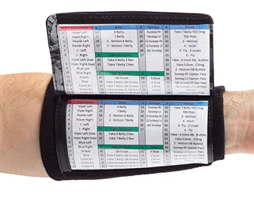 WristCoaches Football Play Wristbands - Youth Quarterback Gear - Wristband Playbook - Softball Wristbands for Signs - color: Black