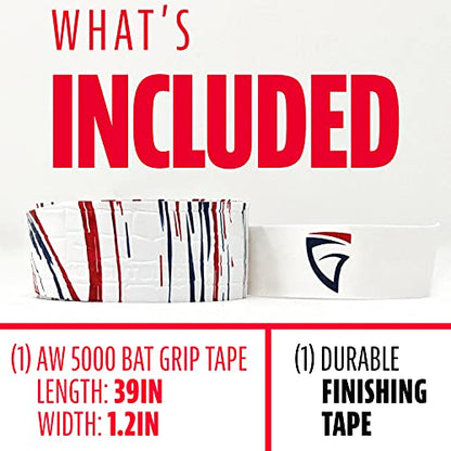 Franklin Sports Gator Grip - Baseball Bat Grip Tape - color: White/Navy/Red