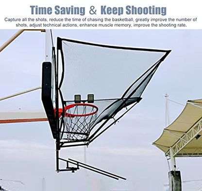 Basketball Shot Returner Basketball Shooting Trainer for Hoop, Indoor Outdoor Basketball Return System/Basketball Rebounder Shot Returner, Metal Returner Net Attachment