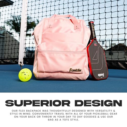 Franklin Sports Flex Pickleball Backpack - Pickleball Bags for Women - Store Pickleballs, Paddles + Court Equipment - Versatile Lifestyle Bag Design - Pink