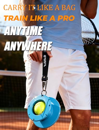VAIIO Professional Tennis Trainer - Full Metal Portable Solo Rebounder with 3 High-Elastic String Balls, Ideal for Adults, Kids, Beginners & Advanced Players - color: Blue