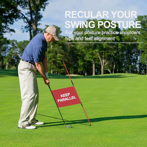 Golf Alignment Sticks 2 Pack,Golf Alignment Rods Upgraded 48" Collapsible Golf Practice Sticks Golf Training Aid for Aiming,Putting,Golf Training Sticks with Clear Tube Case - color: Red