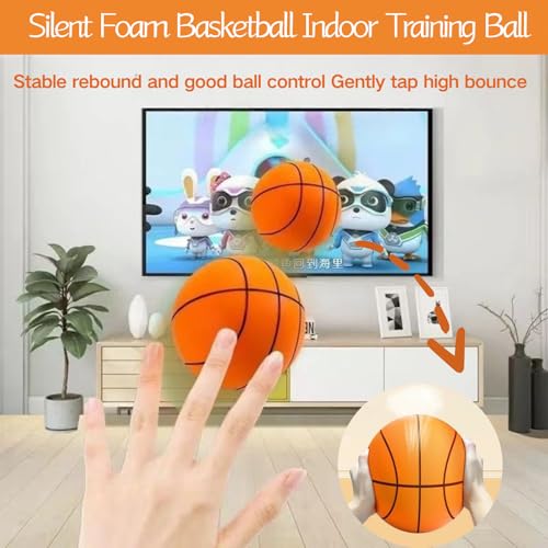Silent Basketball Size 7 (29.5"), Grooved Airless Indoor Basketball, Highly Elastic Quiet Foam Ball,Indoor Training and Without Noise