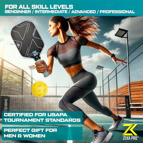 T700 Raw Carbon Fiber Pickleball Paddle, 16mm Pp Core, Phenomenal Grit for top Spin, Thermoformed w/Foam Infused Walls, Elongated Design w/Power & Control, Extra Large Sweet Spot & Premium Grip
