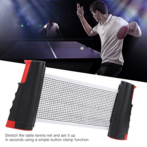 Easy to Install Plastic Material Table Tennis Net, Convenient Reelable Design Retractable Tennis Net, for Children Adult(Black red)