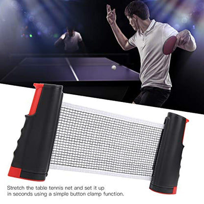 Easy to Install Plastic Material Table Tennis Net, Convenient Reelable Design Retractable Tennis Net, for Children Adult(Black red)