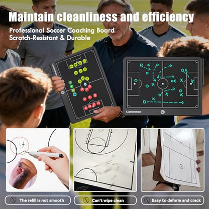 Magnetic Soccer Tactic Board with Movable Pieces - 16" LCD Electronic Coaching Board Witch Stylus Pen, Essential Soccer Training Equipment