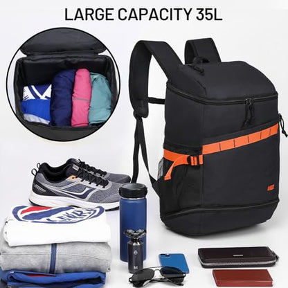 MIER Gym Backpack for Men and Women, 35L Basketball Backpack with Shoe Compartment & Wet Pocket, Waterproof Sports Bag for Travel and Workout
