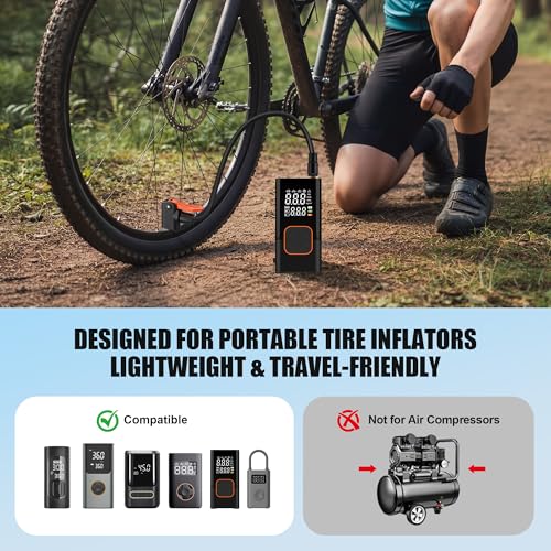 Enhon 32.87'' Presta Valve Adaptor for Schrader and Presta Valve, Locking Tire Chuck Tube for Portable Tire Inflators, Bike Pump Needle, for Car, Motorcycle, Bike, Ball, Swimming Pools Products