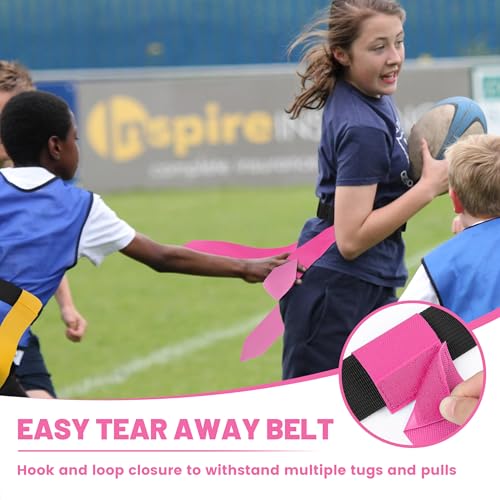 Flag Football Belts, 7 Player Flag Football Set, 21 Flags for Flag Football for Kids Youth Adults Training Sports - color: Pink