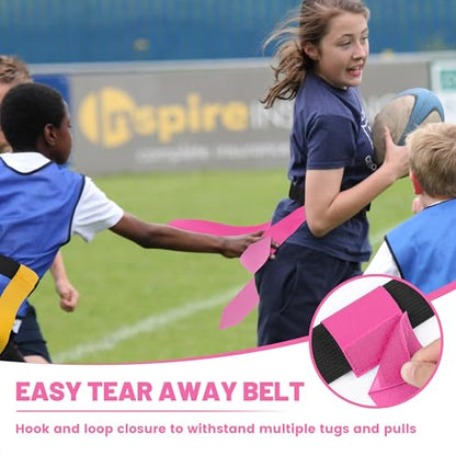 Flag Football Belts, 7 Player Flag Football Set, 21 Flags for Flag Football for Kids Youth Adults Training Sports - color: Pink