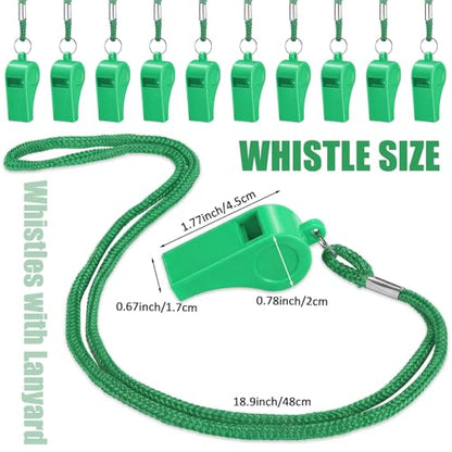Flutesan 48 Pcs Whistles Bulk with Lanyard Sports Loud Crisp Sound Whistles for Coach Referees Training Emergency - color: Green