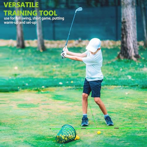 Golf Alignment Stick - Golf Sticks Alignment Aid 48" Golf Alignment Rods 2 Pack for Aiming, Putting, Full Swing Trainer, Posture Corrector Golf Training aid with Clear Tube Case