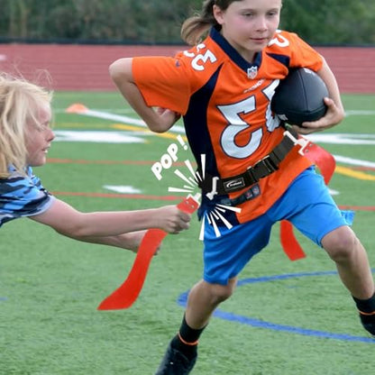 Trained Flag Football Set – Adjustable Flag Football Belt with 2 Flags & Audible Pop – Durable Flag Football Gear for Youth, Kids & Adults